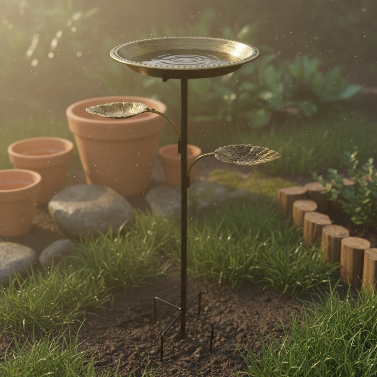 Garden Weather Station - Metal Kuş Banyosu Desteği Ferforje Ayaklı