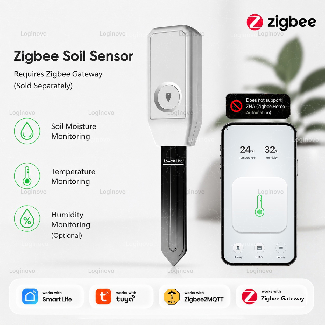 Smart Garden Home Assistant - Zigbee Toprak Sensörü Sıcaklık Nem Nem