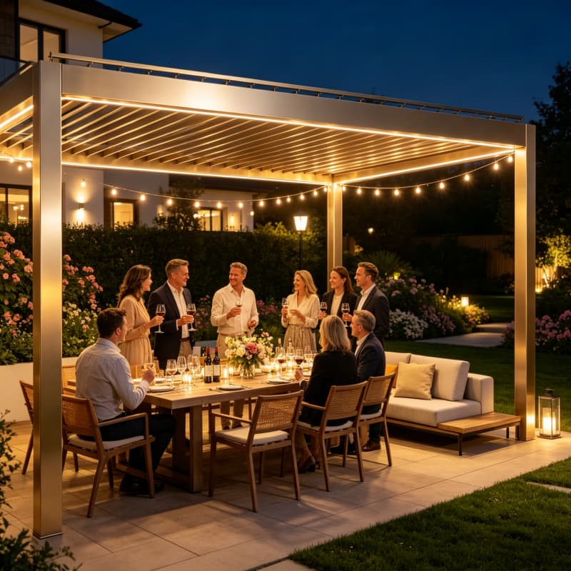 Smart Garden Electric Pergola - Biyoklimatik Alüminyum Pergola Motorlu Panjurlu Su
